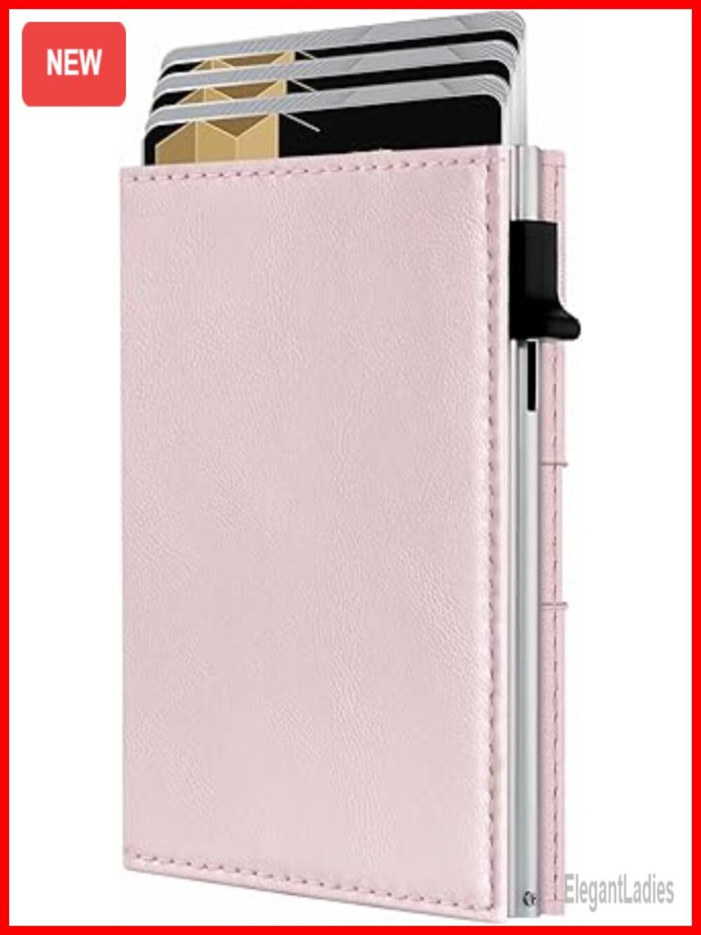 RFID Blocking Slim Trifold Wallet Women Pop Up Card Holder Mini Minimalist